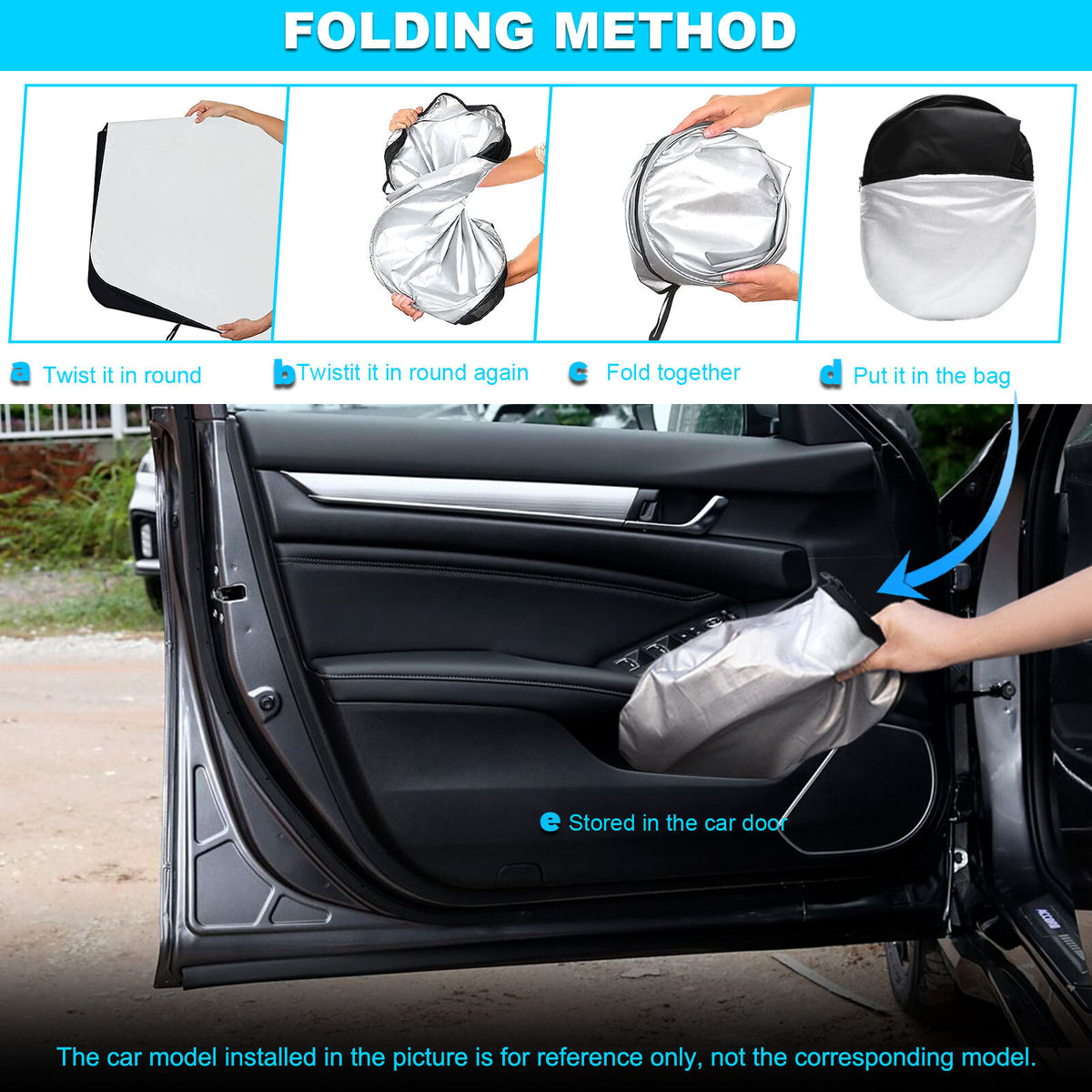 For 2018 2019 2022 Onda Accord Car Windshield Sun Shade Visor Foldable Cover - Image 4