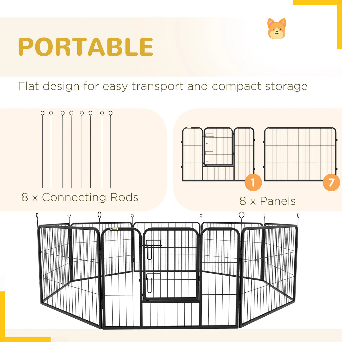 8 Panel Heavy Duty Dog Playpen 23.5" Height for Small Medium Dogs - Image 4