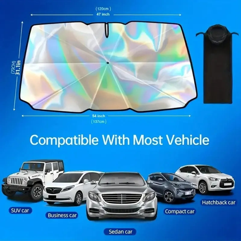 Upgraded General Purpose Version Rainbow Umbrella Car Windshield Sunshade UV - Image 8