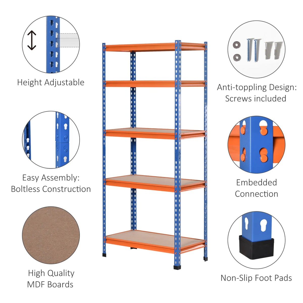 Sturdy Storage Solution: Heavy Duty 5 Tier Adjustable Metal Shelf for Garage Workshop - Image 3