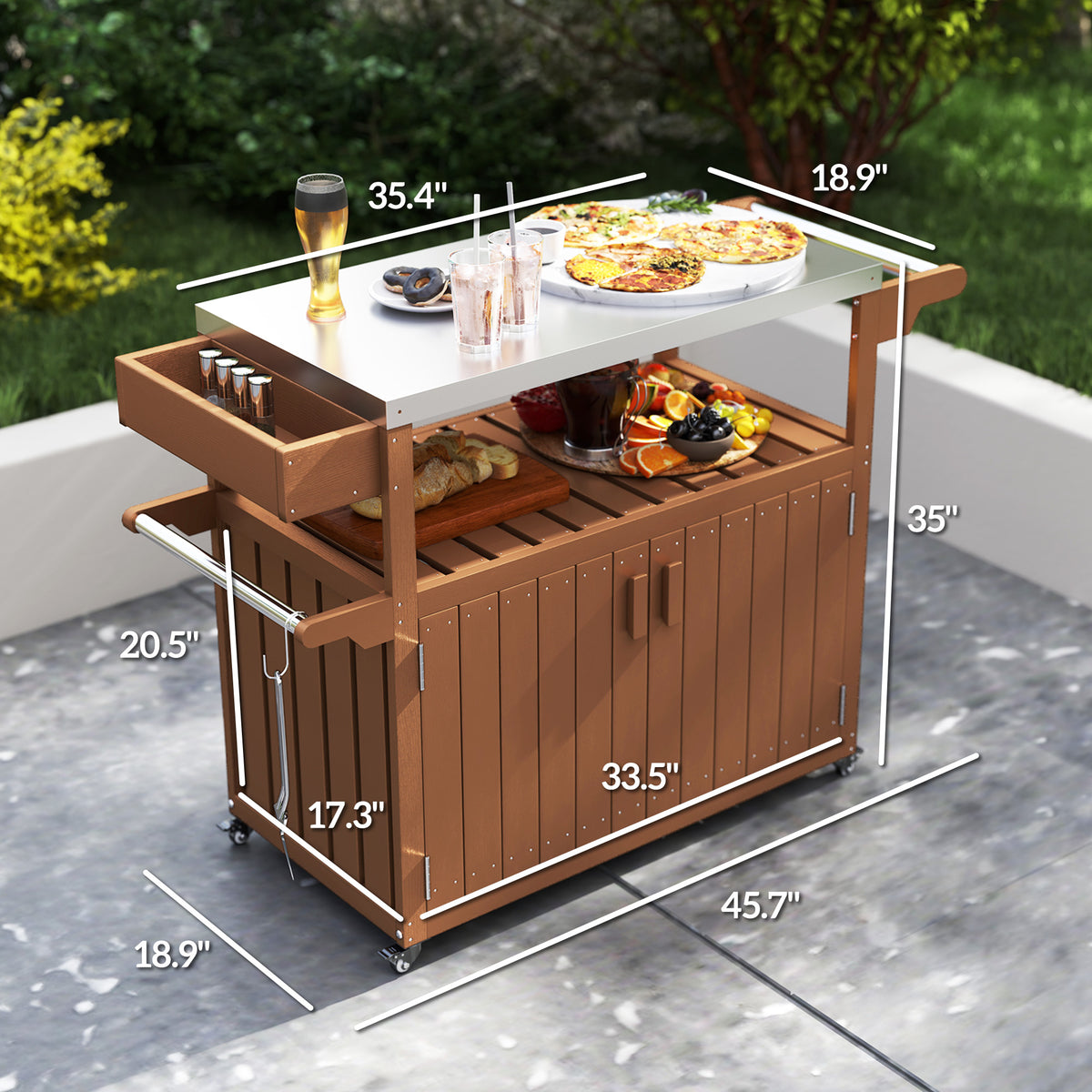 mobile stainless steel outdoor kitchen prep cart product detail