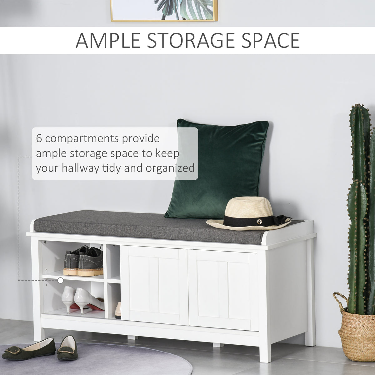 White Entryway Shoe Bench with Sliding Barn Door