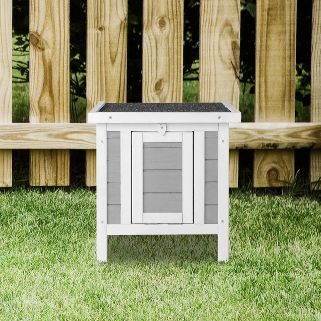 20" Wooden Waterproof Rabbit Hutch Pet Bunny Small Animal House Habitat Gray - Image 2
