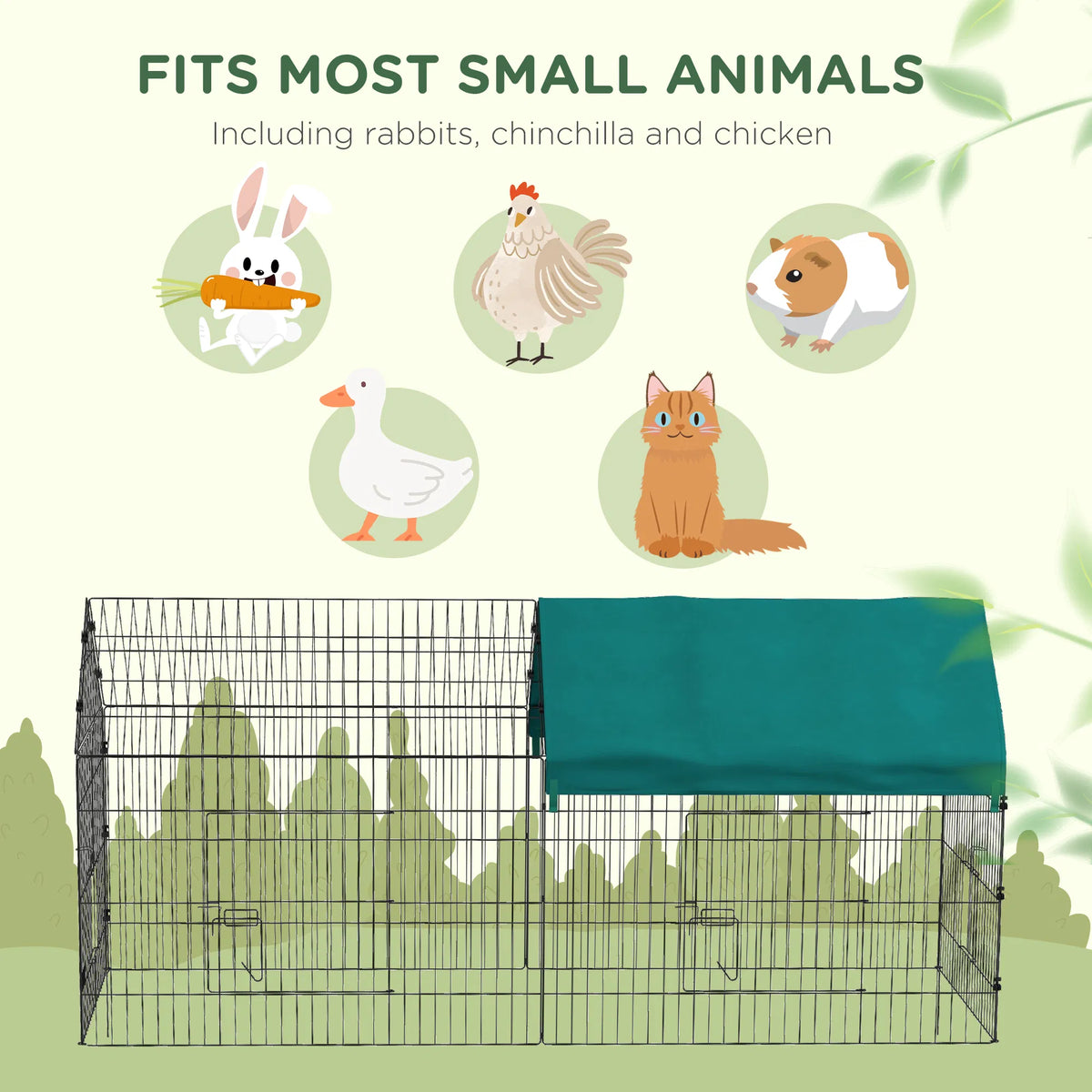 87" Small Animal Cage with Roof Indoor/Outdoor Use for Chicken Rabbits - Image 2