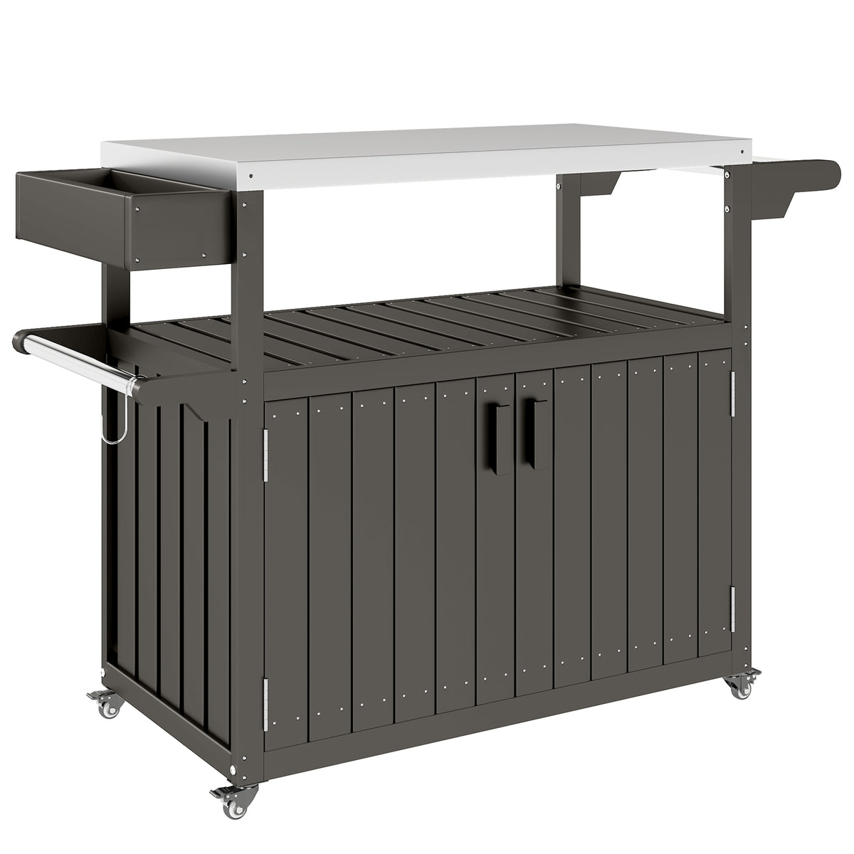 mobile outdoor BBQ prep cart with stainless steel counter product view 1