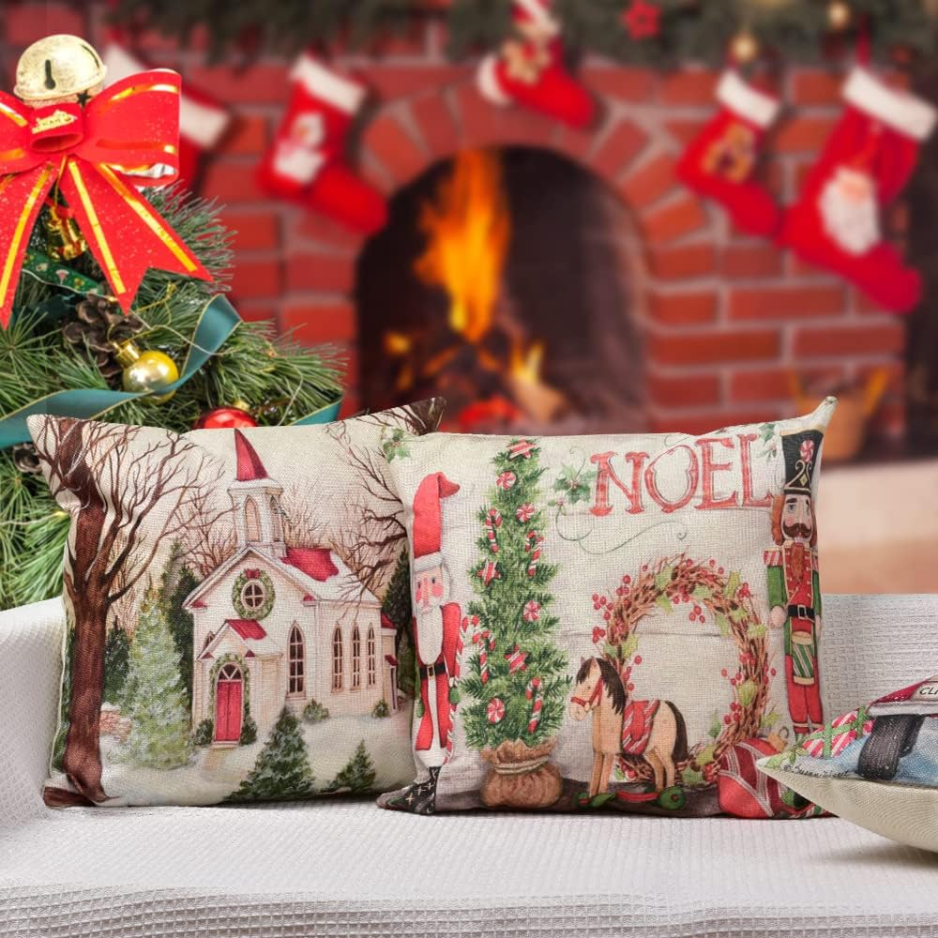 Christmas Decorations Pillow Covers 18 Inches Set Of Xmas Series Cushion