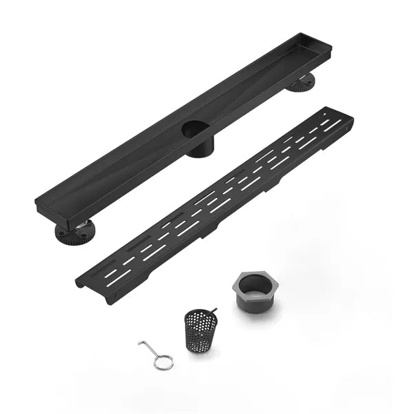 30 Inch Linear Shower Drain with Removable Brick Patterned Grate Cover 304 - Image 2