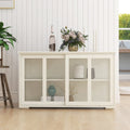 White Kitchen Storage Cabinet with Glass Door