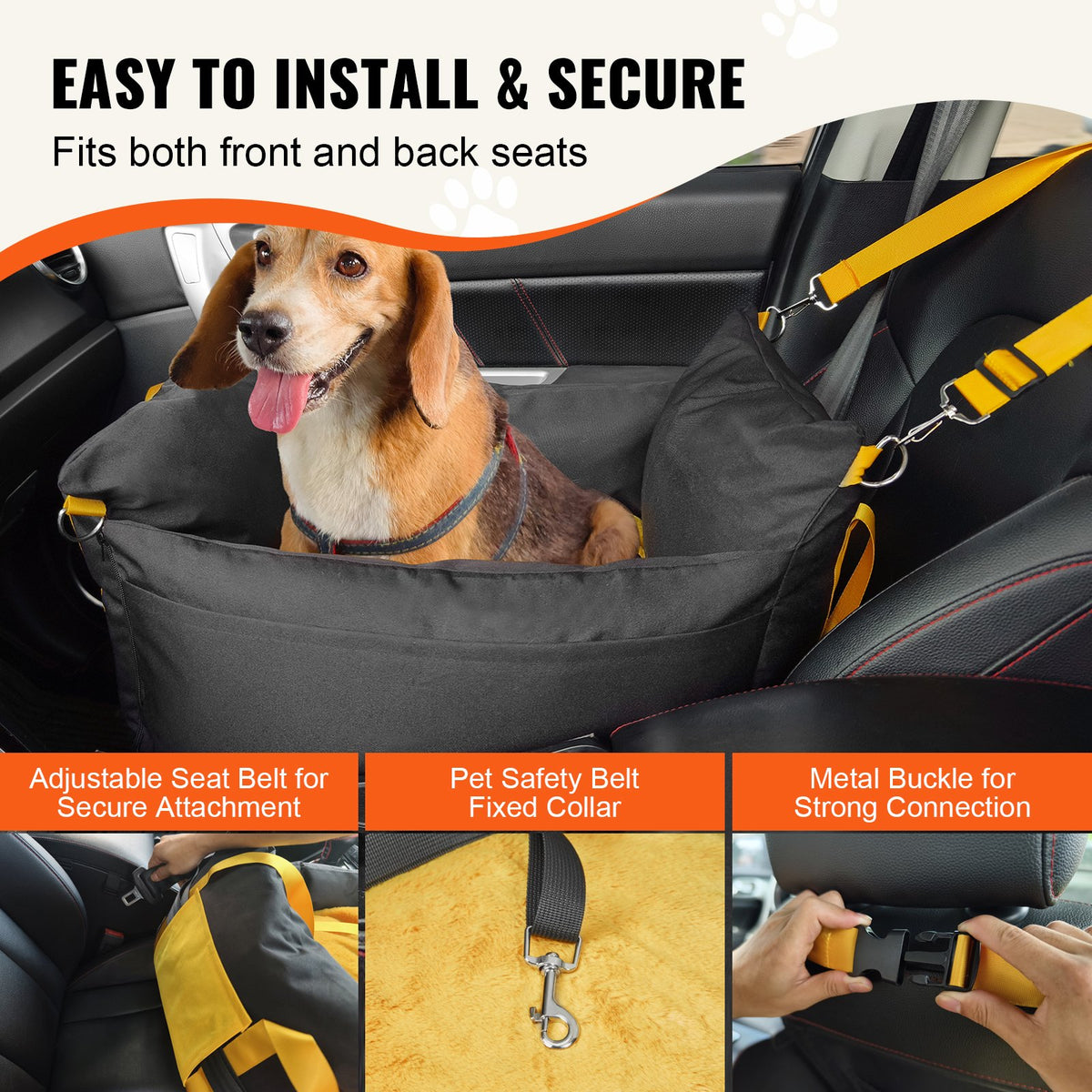 vevor dog booster car seat packaging and components
