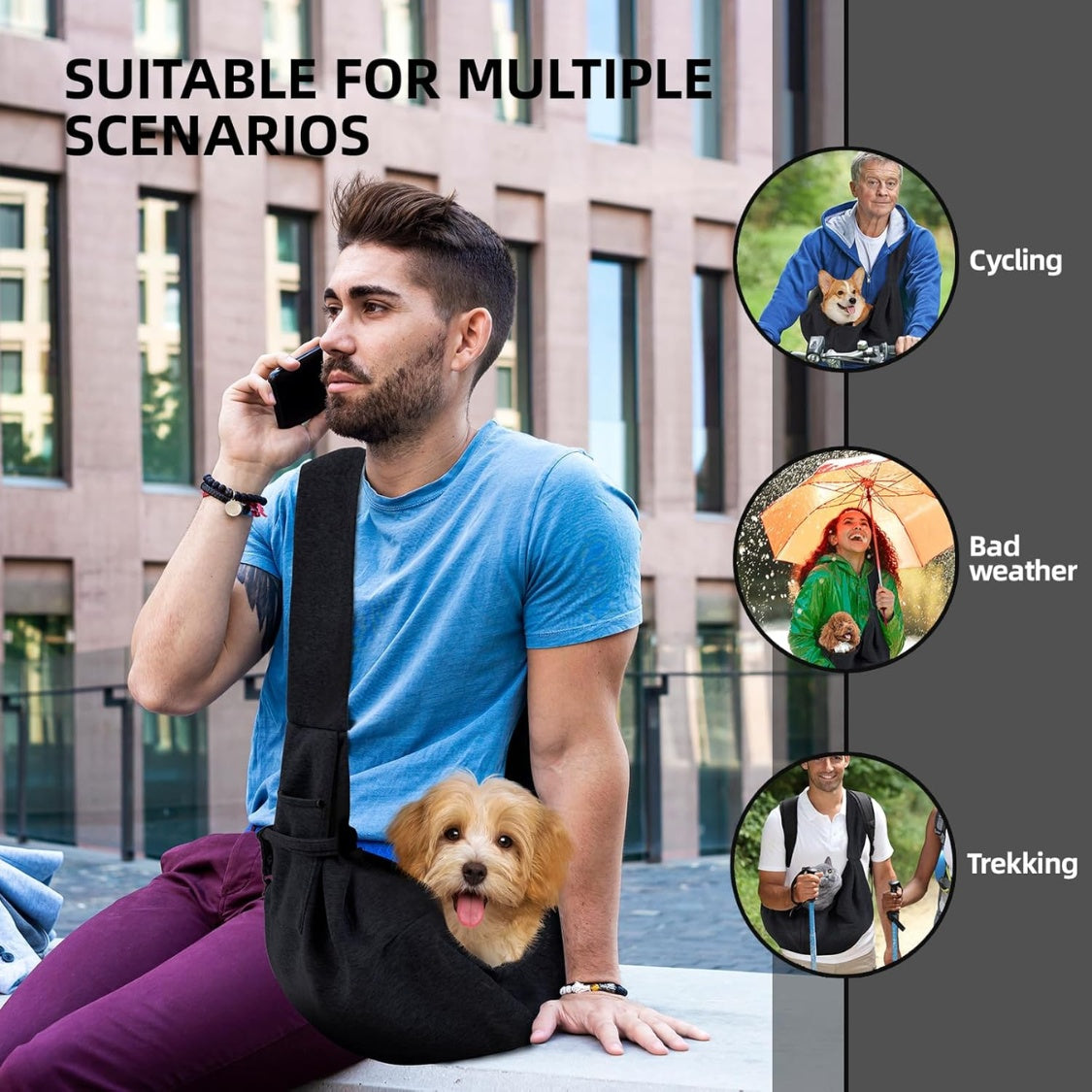 dog carrier sling reversible puppy in use lifestyle