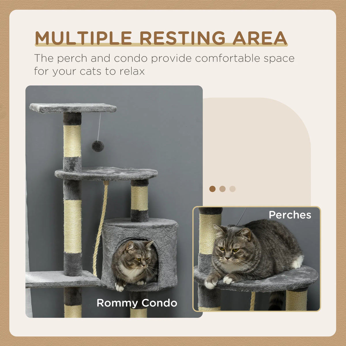 46Inch Scratching Cat Tree Multi Level Cat Tower for Large Cats Adult with - Image 4