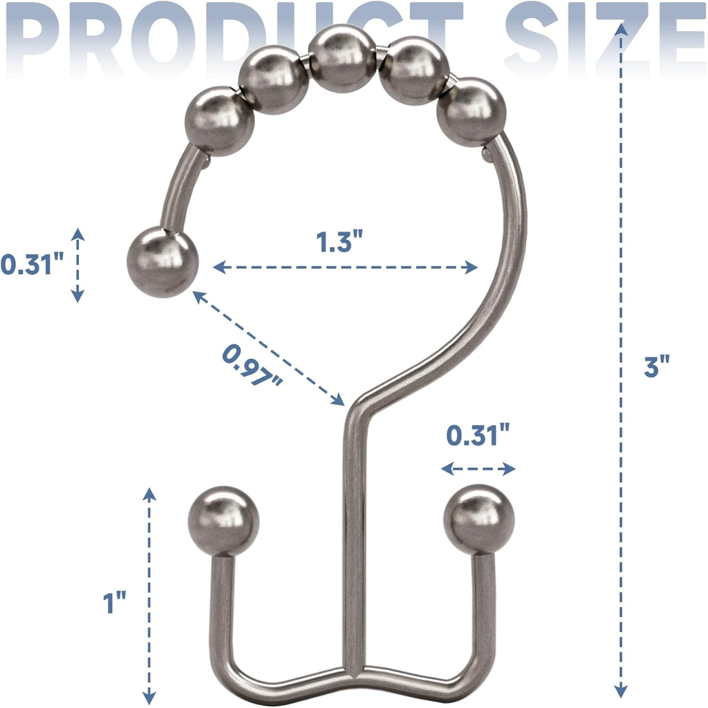 12 Pack Shower Curtain Hooks Rust Resistant Metal Double Glide Rings For - Image 5