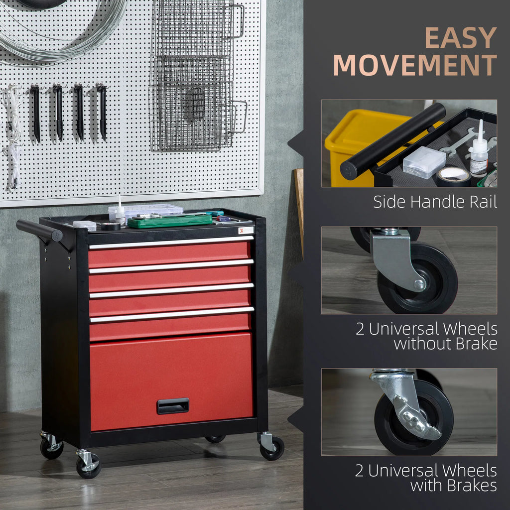 Tool Box Storage Cabinet 4 Drawer Rolling Wheels Portable Organizer Garage - Image 2