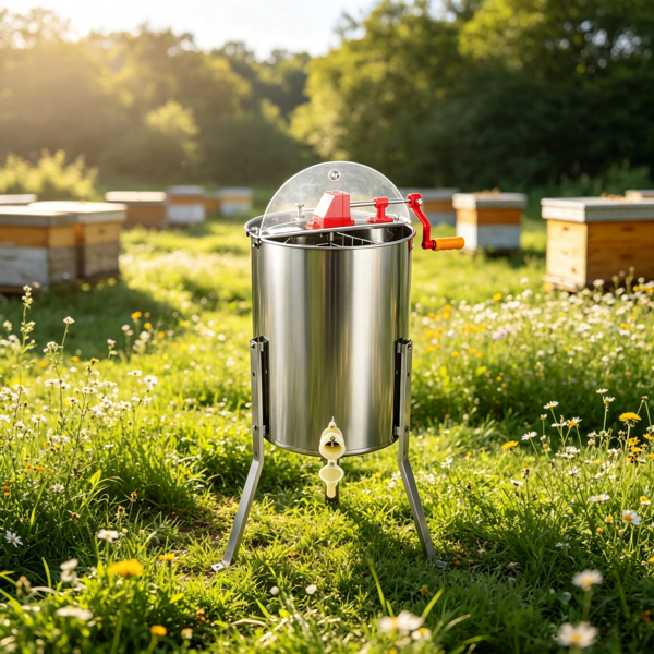 3 Frame Manual Honey Extractor Stainless Steel Beekeeping Honey Spinner With - Image 4