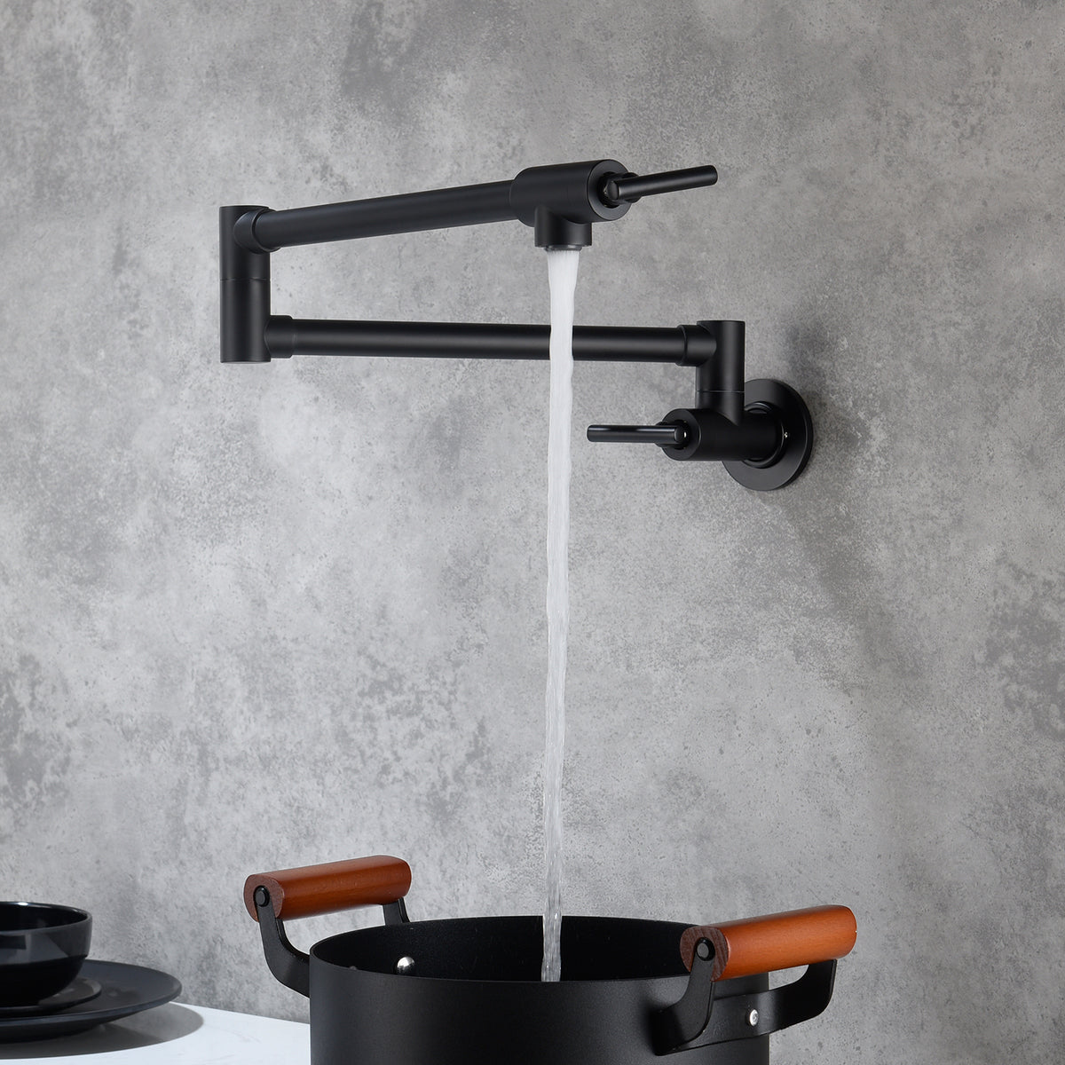 Pot Filler Faucet Wall Mount Matte Black - Image 5