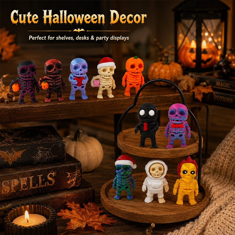 10pcs 3D Printed Halloween Mini Skeleton Figurines Set Assorted Desk Decor - Image 4
