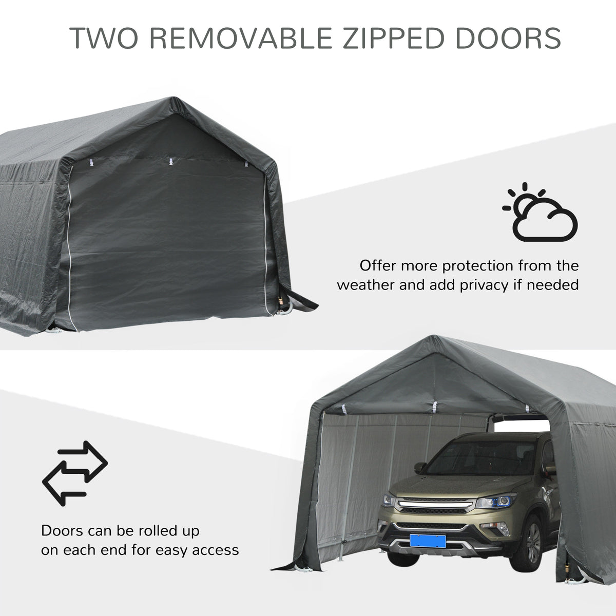 12 x 20 Carport Portable Garage Heavy Duty Storage Tent Patio Storage Shelter - Image 5
