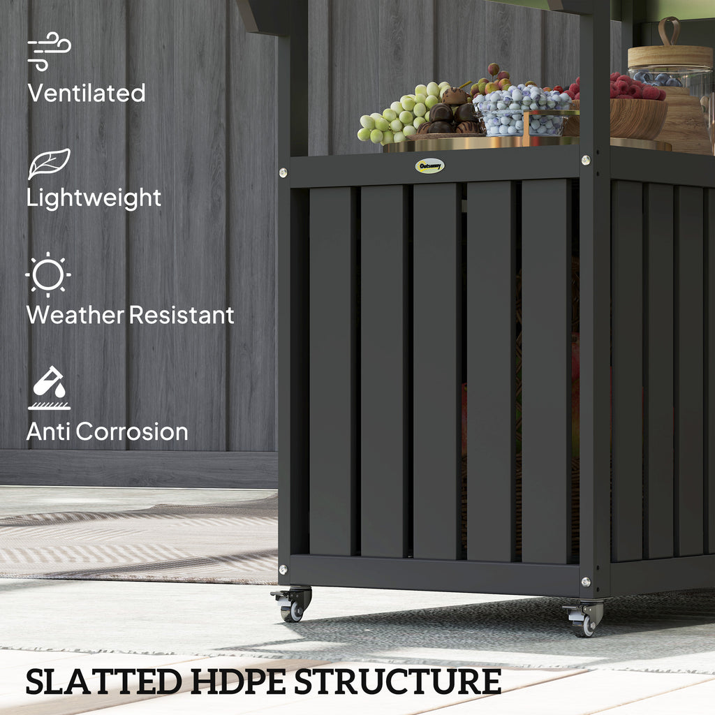 mobile outdoor bar cart with stainless steel top product detail