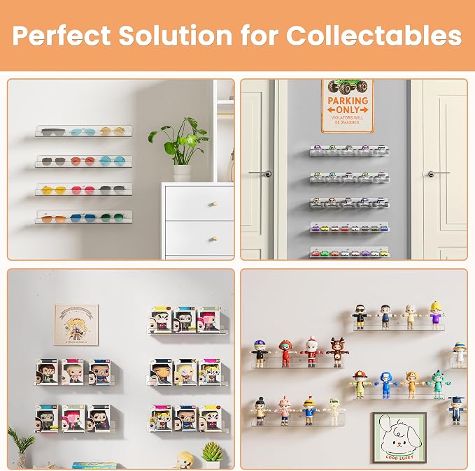 15 Inch Clear Acrylic Wall Shelves Floating Storage And Organizer