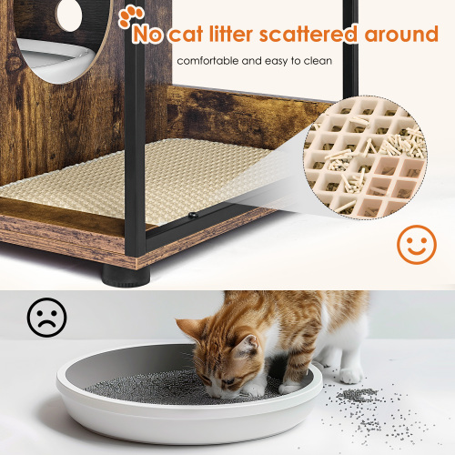 Double Cat Litter Box Furniture Enclosure