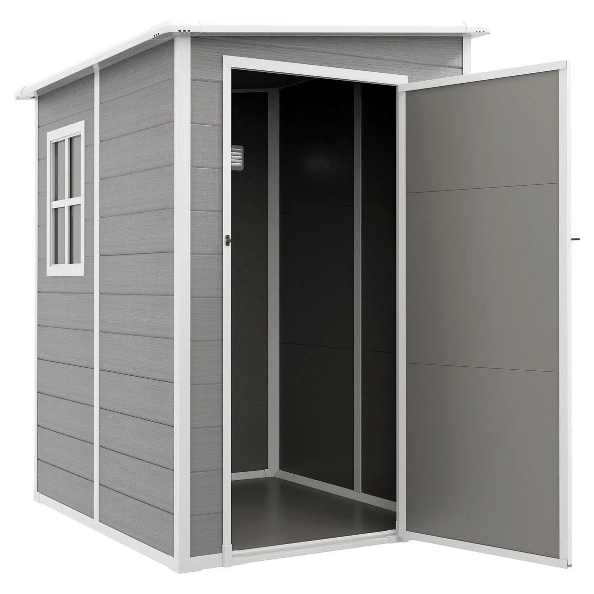 4'x5' Garden Tool Storage Shed Lean to Shed with Window Vent and Plastic Roof Grey - Image 3