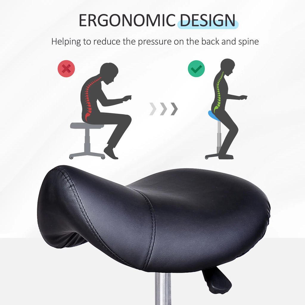 Hydraulic Swivel Salon Stool Adjustable Massage Facial Spa Beauty Saddle Chair Black - Image 3