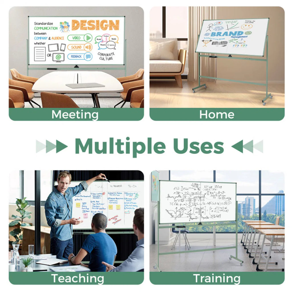 360° Rotating Double Sided Magnetic Whiteboard 182.88×91.44cm Writing Surface - Image 2