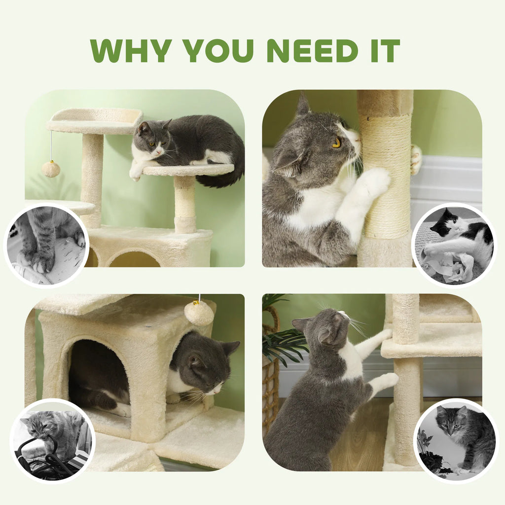 54" Cat Tree Multi Level Cat Tower with Scratching Posts Cat Condos Bed - Image 2