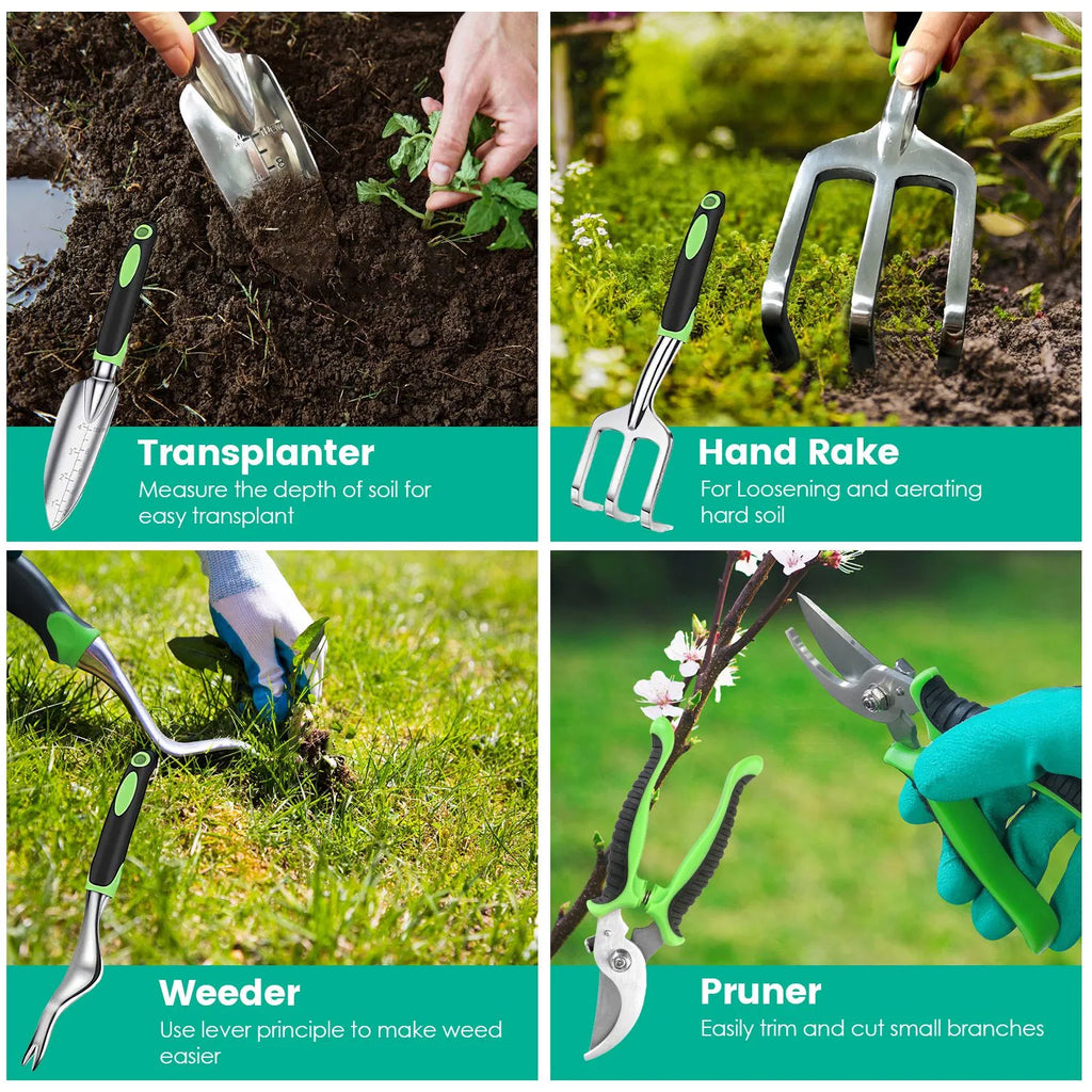 Aluminum Alloy Gardening Hand Tools 13 Piece Set Multi Function Garden Kit
