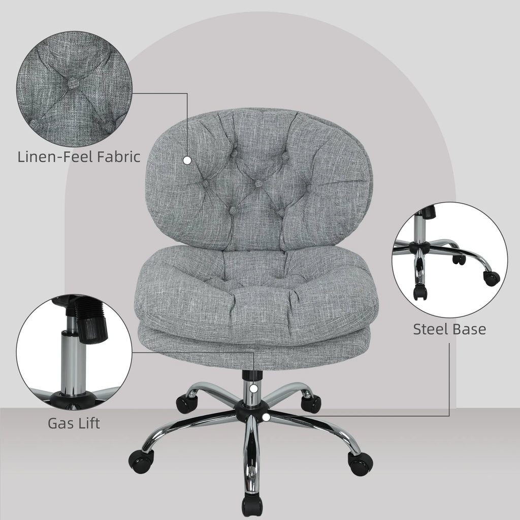 Computer Desk Chair Armless Office Chair with Wide Padded Seat and Adjustable - Image 3
