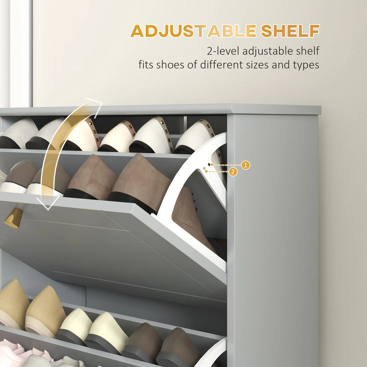 Narrow Shoe Storage with 3 Flip Drawers and Adjustable Shelves Shoe Cabinet - Image 5