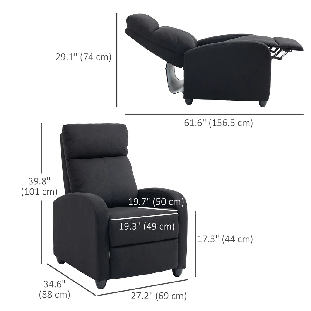 Fabric Recliner Chair Manual Home Theater Seating Single Reclining Sofa Chair