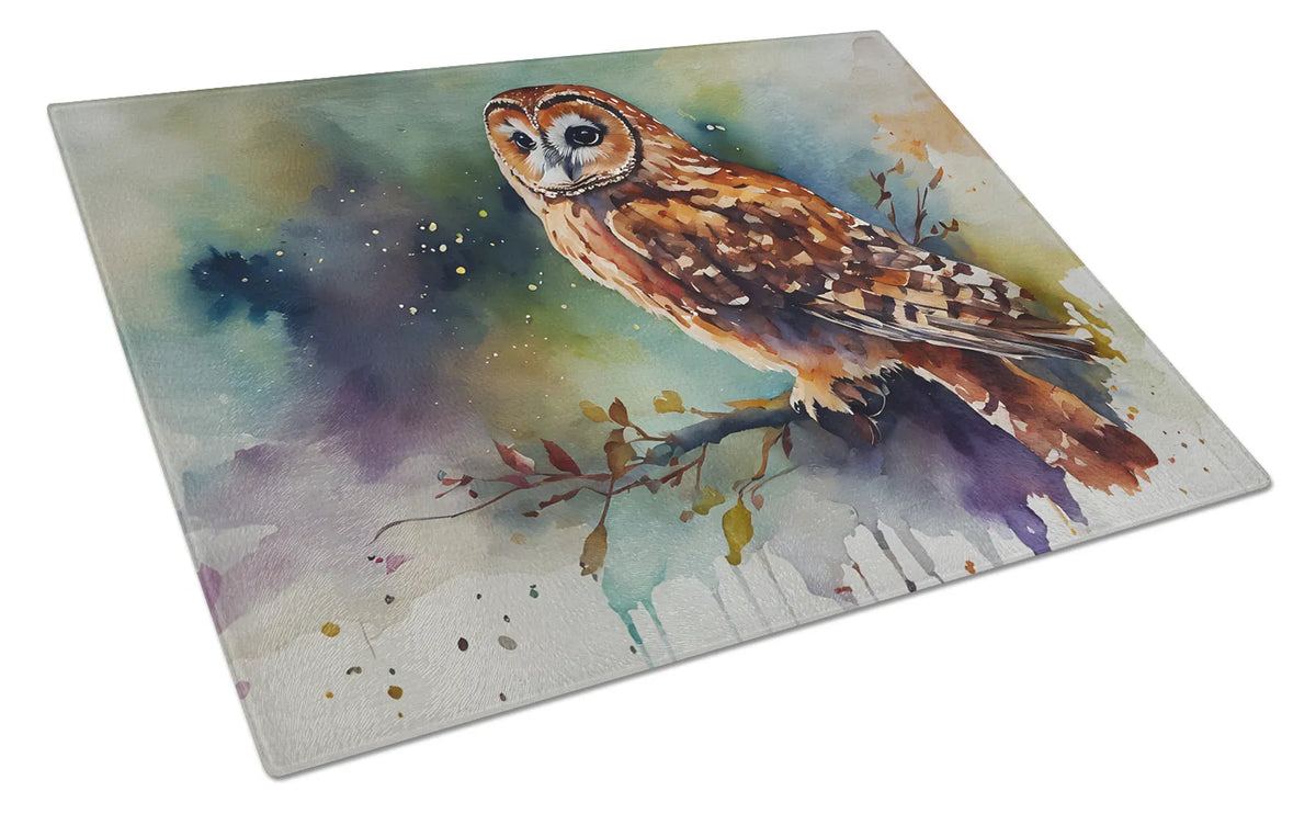 NEW Tawny Owl Glass Cutting Board Decorative Tempered Kitchen And Serving - Main View