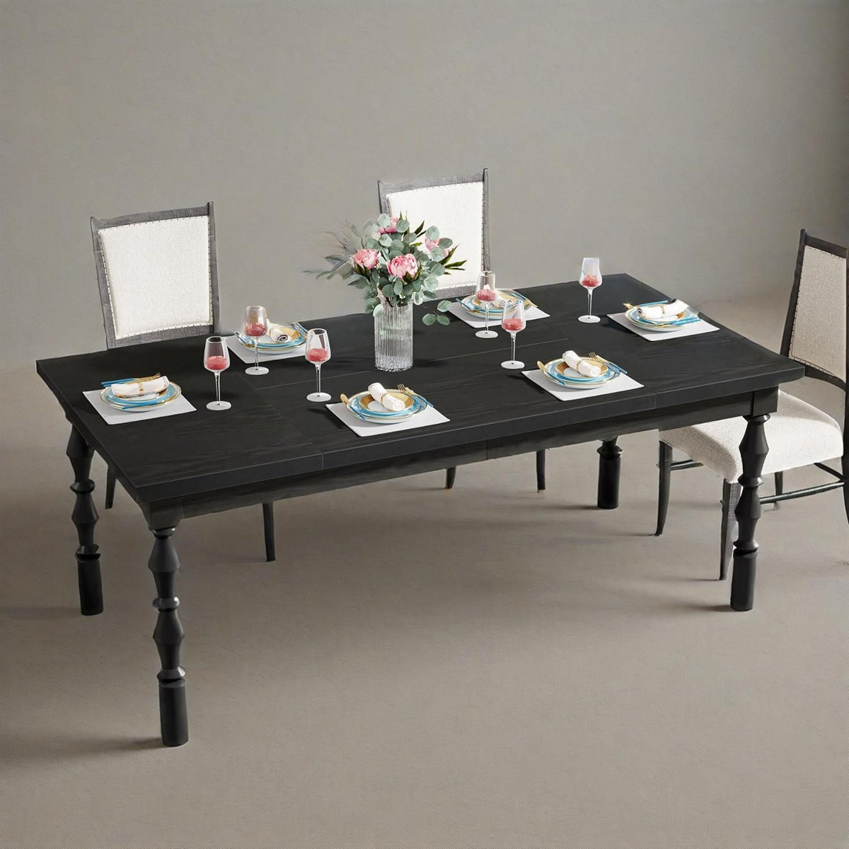 62-Inch Black Farmhouse Dining Table