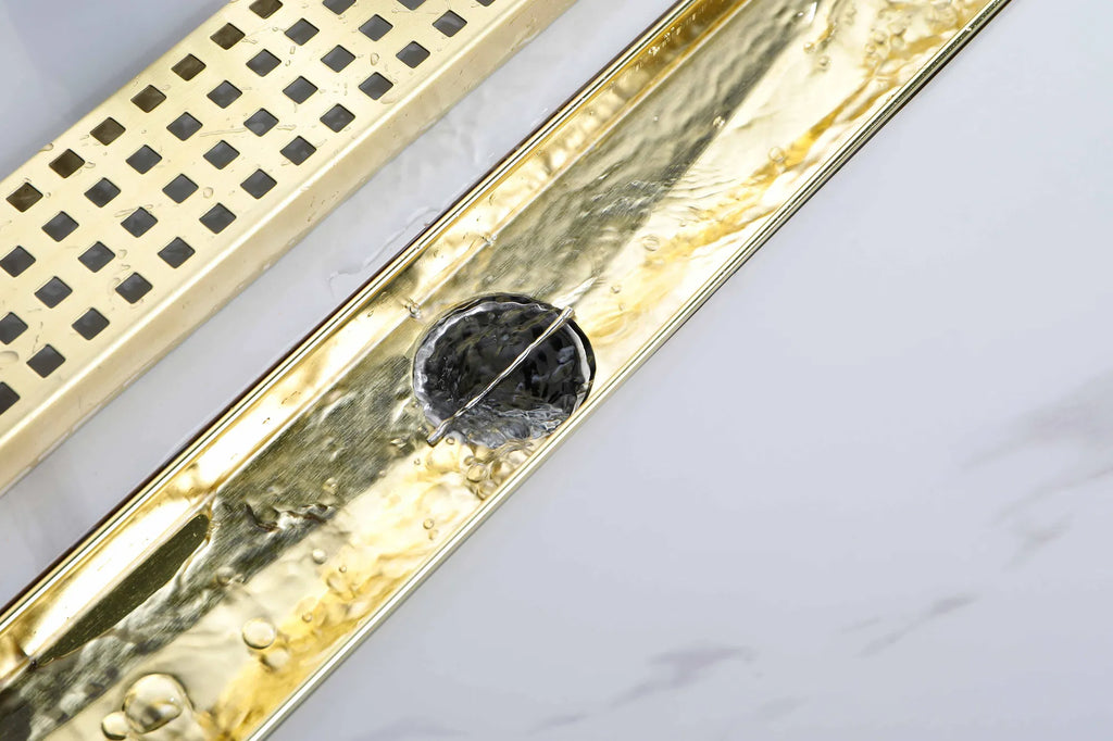 24 Inch Linear Shower Drain with Removable Square Patterned Grate 304 - Image 2