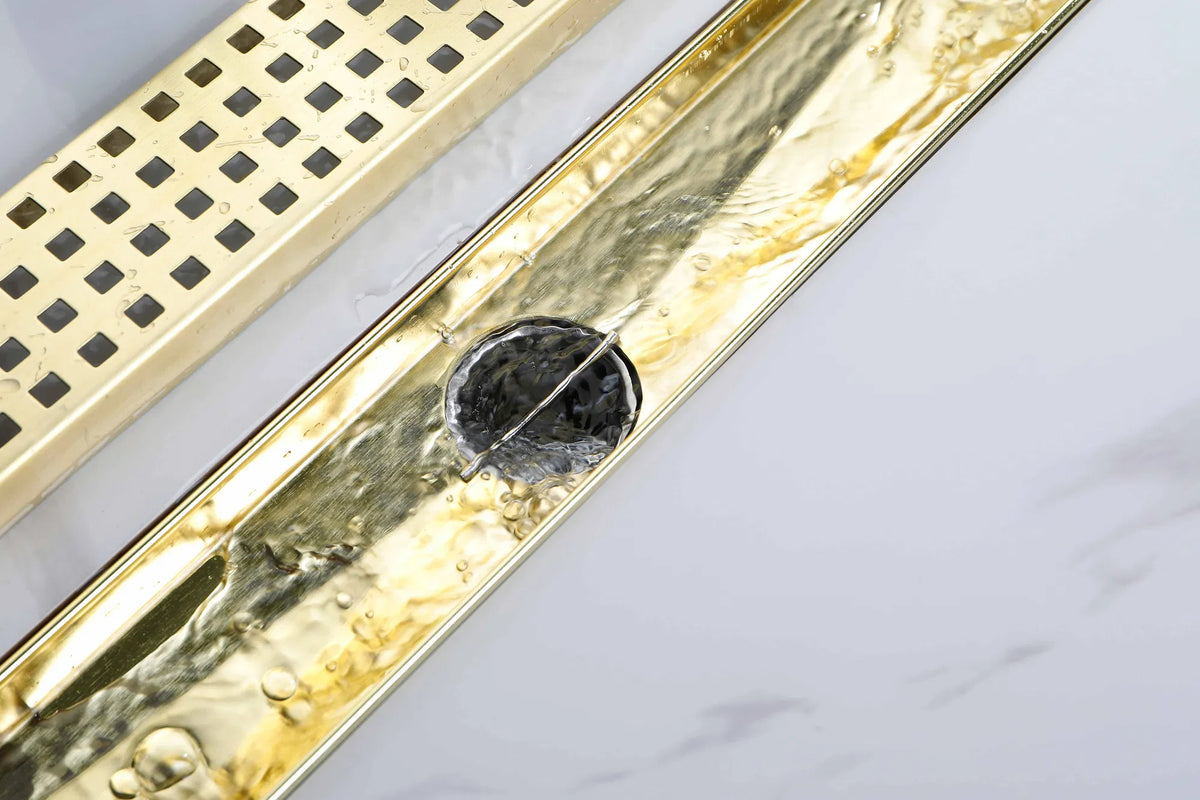 24 Inch Linear Shower Drain with Removable Square Patterned Grate 304 - Image 2