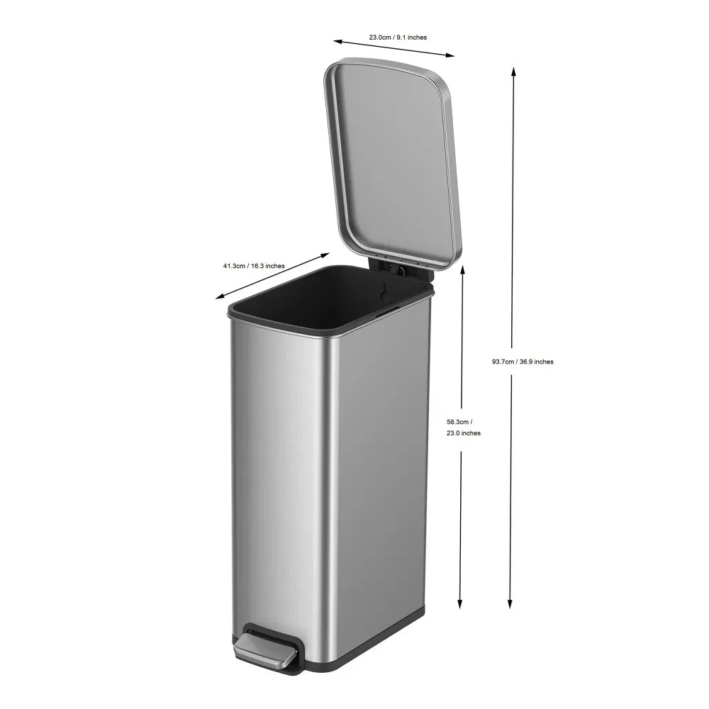 Trash Can 7.9 Gallon Stainless Steel Slim Step Garbage Bin with Soft Close - Image 5