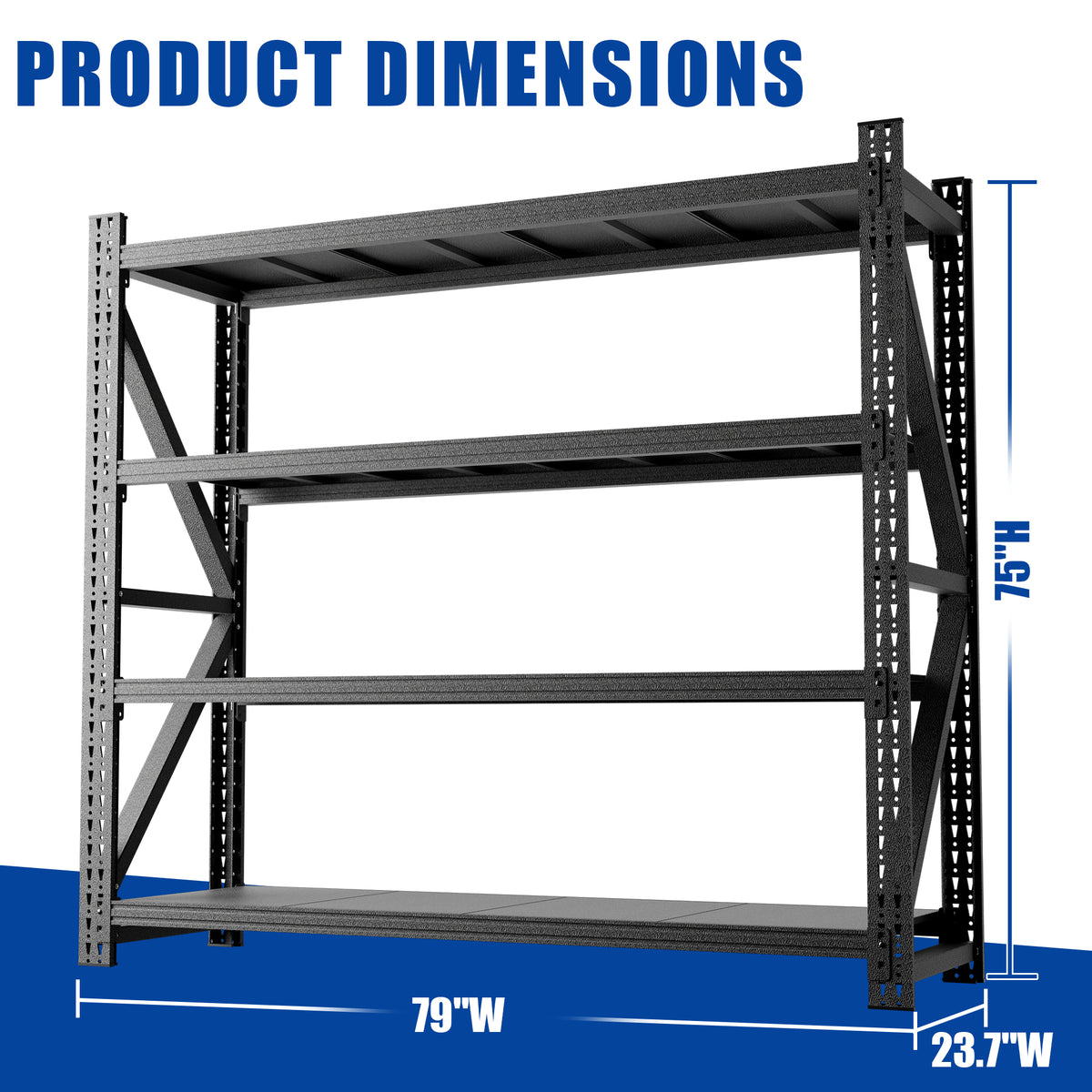 Heavy Duty Metal Adjustable Garage Shelves 75 in H x 79 in W - Image 4