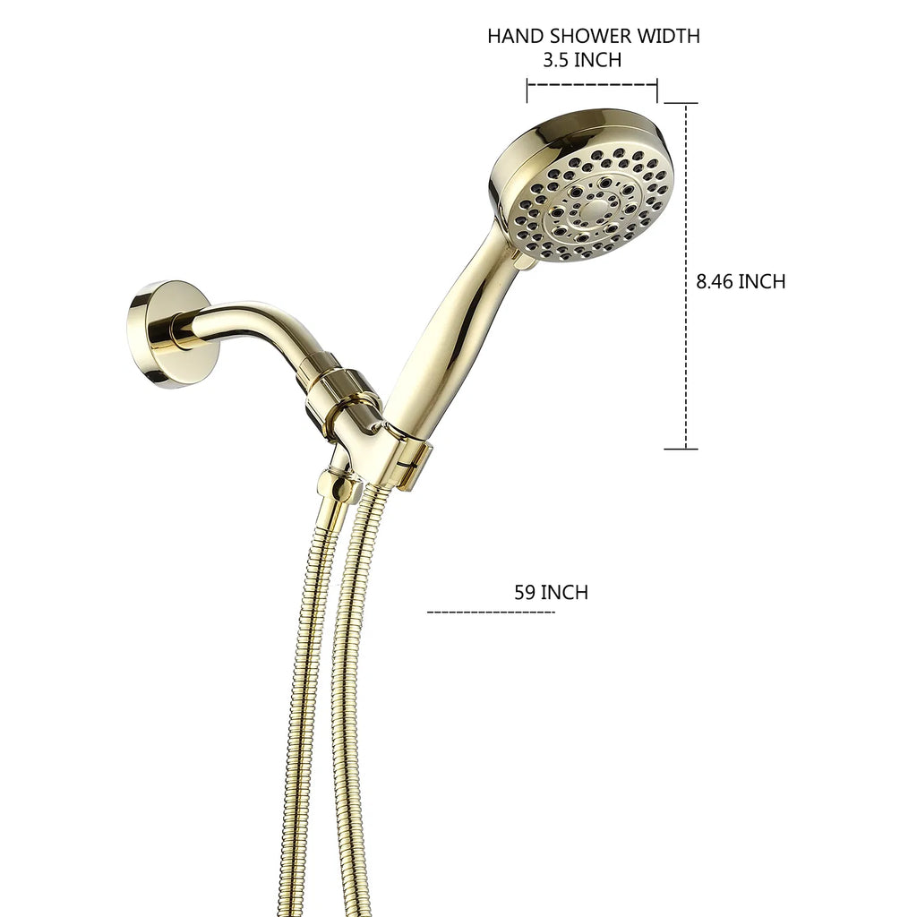 Handheld Shower Head with Hose High Pressure Shower Heads Gold - Image 3