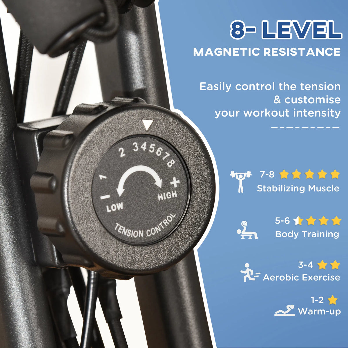 3 in 1 Folding Exercise Bike Foldable Stationary Bike with 8 Level Magnetic - Image 5