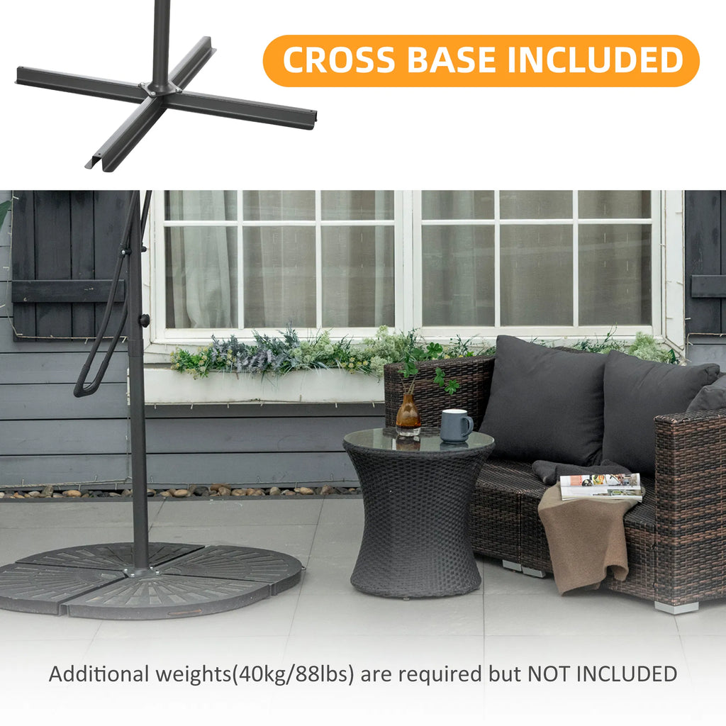 8FT Cantilever Patio Umbrella Offset Patio Umbrella with Cross Base for Deck - Image 3