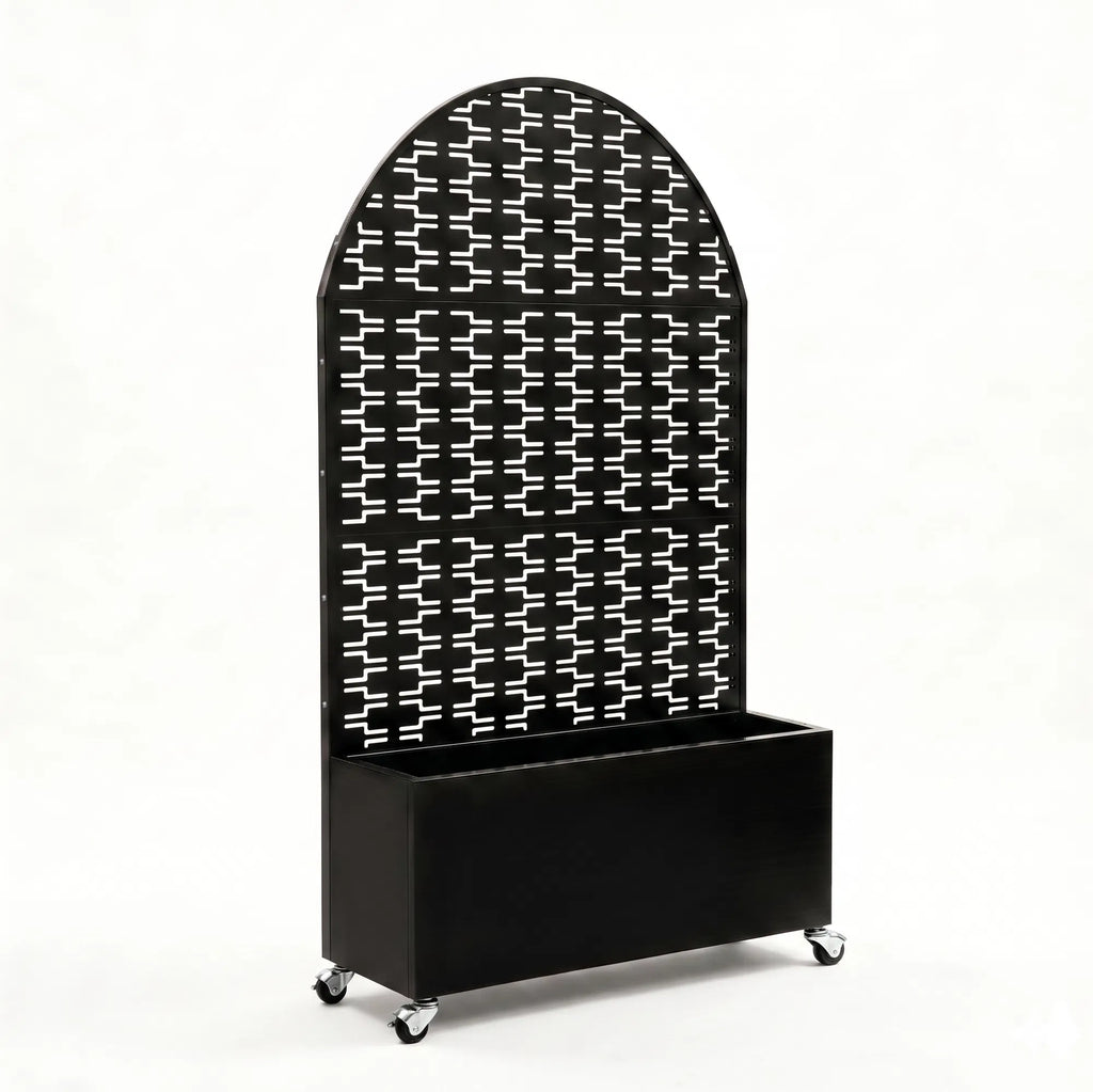 Arched Decorative Privacy Screen with Planter Box 70.87" Tall Metal - Image 2