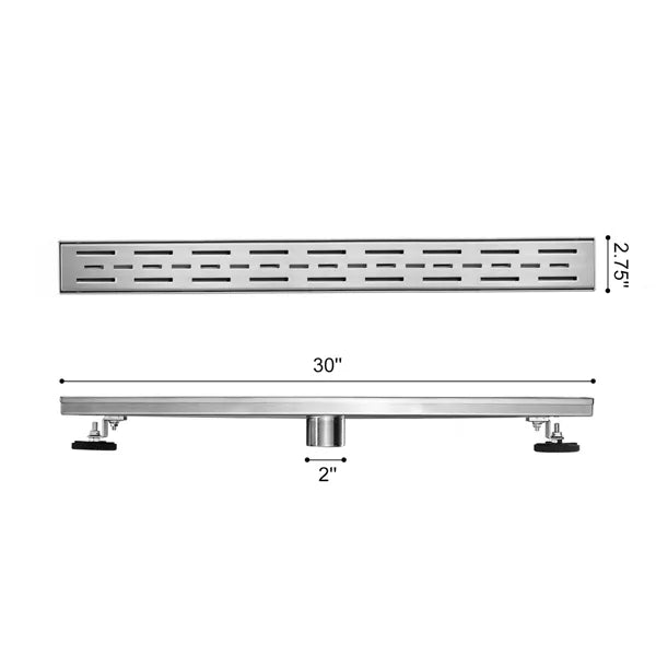 30 Inch Linear Shower Drain with Removable Brick Patterned Grate Cover 304 - Image 4