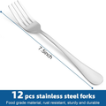 12 Piece Stainless Steel Dinner Forks Set Mirror Polished Silverware For Home