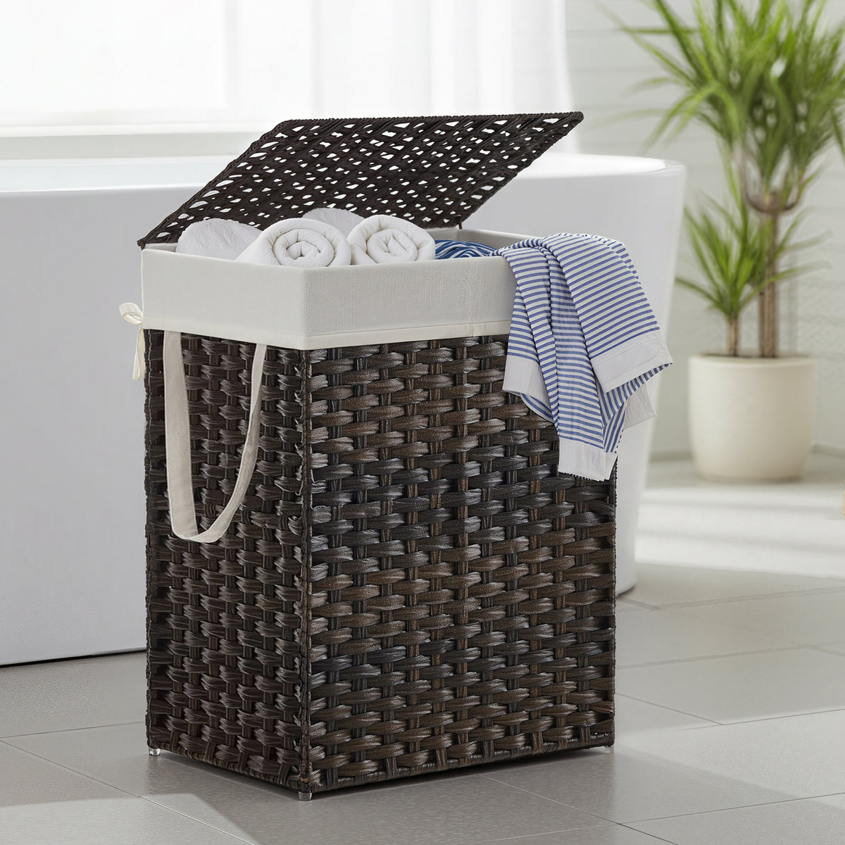 SONGMICS Laundry Hamper 23.8 Gal. Laundry Basket With Lid Removable Bag With - Image 2