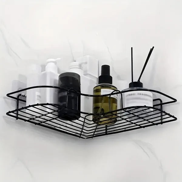 1pc Wall Mounted Bathroom Shelf Shower Caddy Rack No Punching Triangle - Main Overview