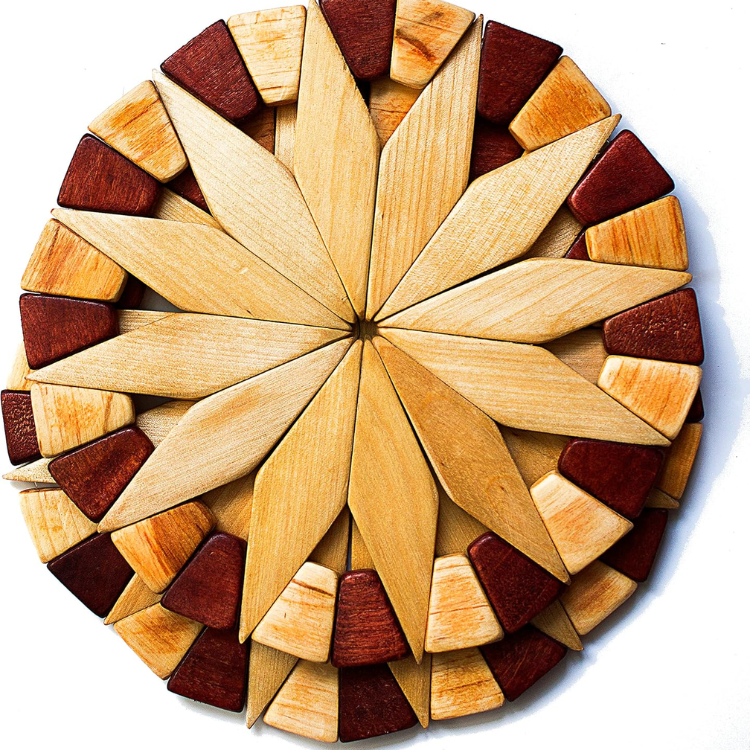 2 Piece Natural Wood Trivet Set Heat Resistant Hot Dish Holders For Table - Image 4