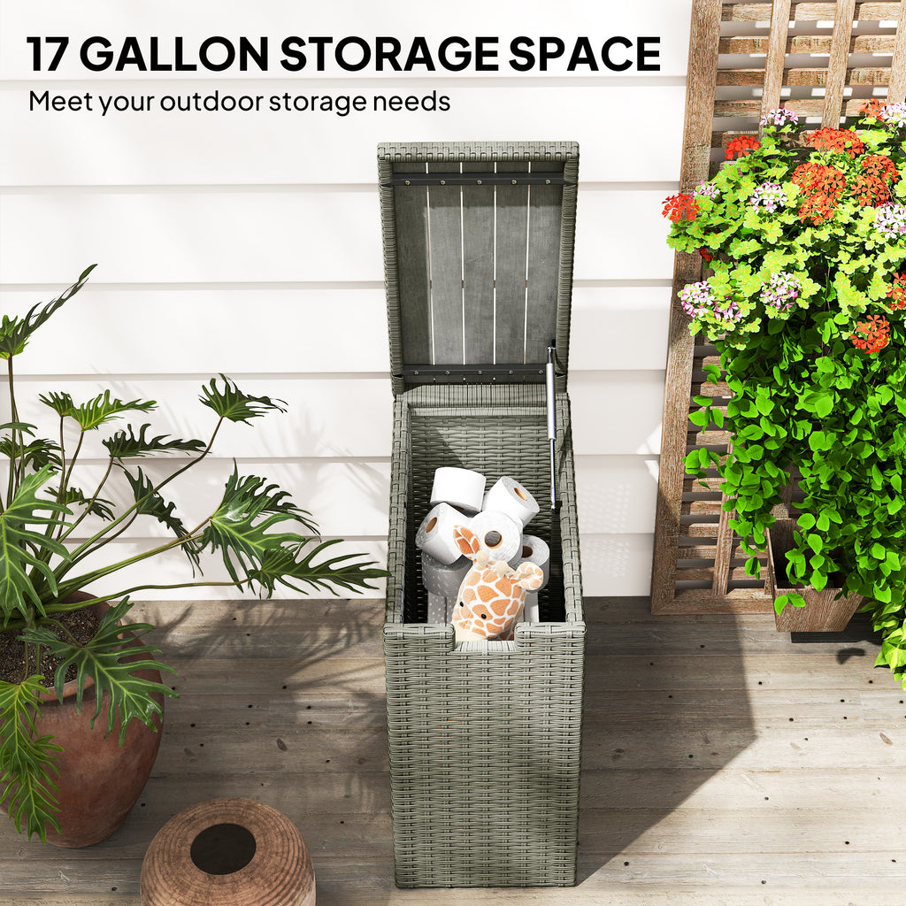 17 Gallon Small Deck Box Wicker Outdoor Storage Box with Acacia Wood Top for - Image 2