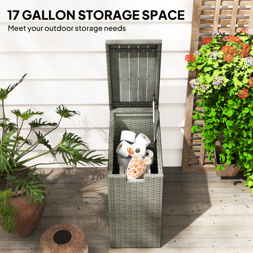 17 Gallon Small Deck Box Wicker Outdoor Storage Box with Acacia Wood Top for - Image 2