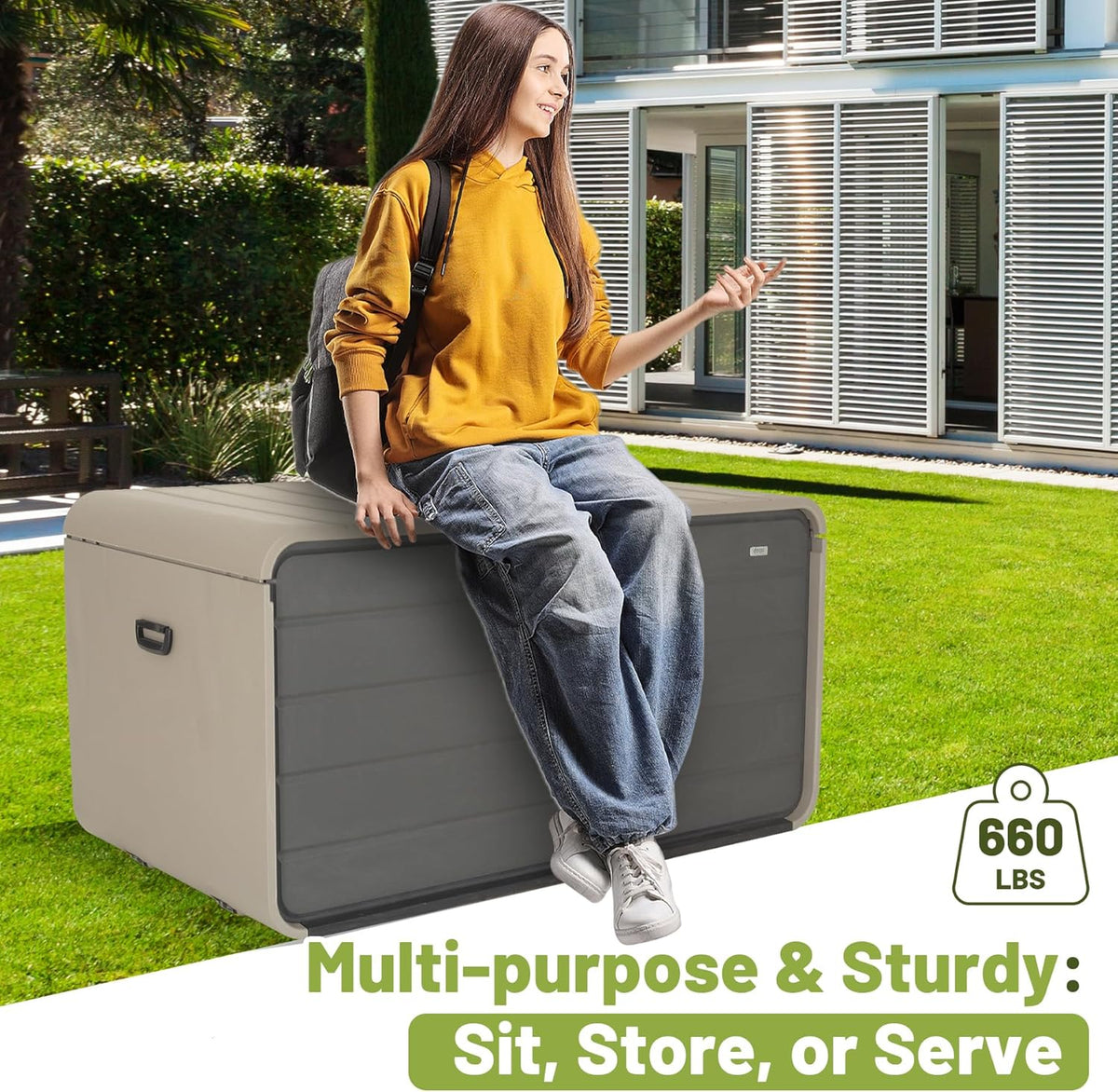 160-gallon resin outdoor deck storage box product view 4